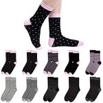 Chalier 10 Pairs Womens Socks Cotton Soft Ladies Patterned Stripes and Spotts Socks for Women Girls, Pink, One Size