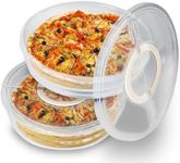 2 Pack 12inch Food Storage Container，with Lid and Handle, Reusable 2 Compartments Pizza Storage Container, Pie Container Leftover Pizza Keeper, for Cake Cheesecake Tortilla Pastry，Clear Pie Carrier