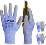 KAYGO Cut Resistant Gloves PU Coated 3 Pairs, ANSI Cut Level A4, Heavy Duty Safety Work Gloves for Industrial, Construction, and Mechanical Use(Large,Blue)