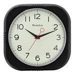 Westclox Retro Wall Clock Vintage 1950s Vintage Wall Clock for Retro Kitchen Decor with Large 9.5" Display & Quiet Ticking | 50's Mid Century Retro Clock for Kitchen or Living Room | Black/Square