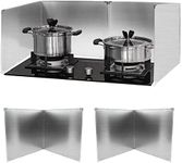 Amundo 2 Pieces Grease Splatter Guard 2 Sided Foldable Stainless Steel Splatter Guard Oil Splash Guard for Grease Stainless Steel Backsplash for Stove Frying Pan Splatter Guard (15.7" X 11.4")