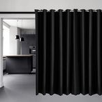Decorelia Extra Wide Thermal Insulated Curtains 1 Panel for Sliding Glass Patio Door, Soundproof Blackout Curtain for Doorway, Bedroom, Living Room, Closet, Basement, Loft (Black, 100W x 84L Inch)