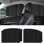 PANCA 4 Pcs Universal Magnetic Car Window Curtains | Foldable Side Window Sunshade with Privacy Protection | Removable Pleated Car Curtains for UV Protection & Heat Reduction | Fits Most Cars (Black)