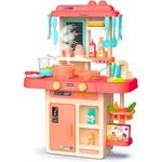 Storio Toys Kitchen Set for Kids Girls Big Cooking Set Light and Sound Pretend Play Toy Battery Operated with Accessories, acrylonitrile butadiene styrene, Pink