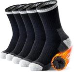 SIMIYA 5 Pairs Merino Wool Socks Hiking Warm Thermal Thick Socks for Cold Winter Wicking Cushioned Men & Women Size 7-13