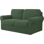 Sofa Cover Stretch Sofa Slipcover 2 Seater with 2 Backrest and 2 Seat Cushion Covers Separate Furniture Protector Loveseat Cover 145-178cm 5 PCS (Army green)