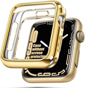 top4cus 46mm (Series 10) Cover Environmental Soft Flexible TPU Anti-Scratch Lightweight Protective Case Compatible with Apple Watch Series 8/7/6/SE/5/4/3/2/1 - Gold