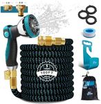 Upgraded Expandable Garden Hose Pipe 100ft, WEUE Expanding Water Hose with 10 Functions Spray Nozzle, Flexible Lightweight Anti-Kink 3450D 3-Layers Latex Core with 3/4''&1/2'' Hosepipes