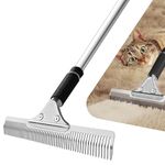 ZEMOZEN Carpet Rake - Pet Hair Removal Tool, Black, Stainless Steel, 9" Wide Head, 62" Long Handle, Deep Cleaning Teeth, Wide Head, Long Handle
