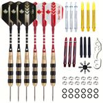 Steel Tip Darts Set - Professional Darts Steel Tip for Dartboard - Includes Brass Barrels + Plastic & Aluminum Shafts + Rubber O'Rings + Flights + Darts Sharpener + Wrench (22g-CANADA B-STC10452)