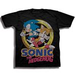 Sega Boys' Little Sonic The Hedgehog & Tails Short Sleeve Tshirt, black, 5/6