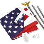 Annin Flagmakers Model# 11325 American Flag and Flagpole Set - 6 ft. 3 Section Aluminum Pole with US Flag 3x5 ft, U.S. Flag Kit