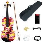 Kinglos 4/4 Yellow Pink Rose Colored Solid Wood Acoustic/Electric Violin Kit with Ebony Fittings Full Size (YSDS1003)