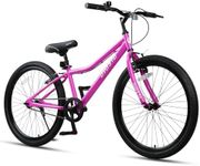 AVASTA Bilbo 24 Inch Kids Bike for Boys Girls 9 10 11 12 13 14 Years Old, Retro Style High Carbon Steel Bicycle with Adjustable Handlebars and Seat, Dual V-Brakes,Semi-Chain Guard, Kickstand, Plum Red