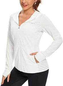 KPSUN Women's UPF 50+ UV Sun Protection Clothing Zip Up Hoodie SPF Long Sleeve Sun Shirt Fishing Hiking Outdoor Jacket,white,XL