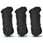 3 Pack 30M/98Ft Soft Cotton Rope-8mm Rope Exercise Rope Cotton Clothesline DIY Rope for Knot Tying Practice-Braided Rope Decorative Rope for Crafts Strong All Purpose Utility Rope Mini(Black)