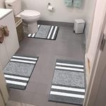 Pauwer Bathroom Rugs Sets 3 Piece, Absorbent Bath Mats for Bathroom Non Slip, Shaggy Microfiber Bath Rugs, Machine Washable Bathroom Mats with U-Shaped Toilet Rug for Bathroom Floor, Tub and Shower