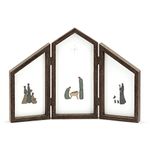 DEMDACO Three Wise Men Holy Family Angel 15 x 11 Wood and Glass Hinged Triptych Christmas Shadow Box