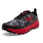 Brooks Men's Cascadia 16 Trail Running Shoe, Black/Grey/Red, 9