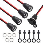 weideer 5Pcs 10A DC DC-099 Power Jack Cord Socket 5.5x2.1MM Threaded Female Mount Connector Adapter with 15CM 18AWG Pre-soldered Wires Waterproof Cover Cap K-078