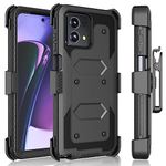 Tekcoo Holster Case for Motorola Moto G Stylus 5G | 2023 Only | XT2315 [Tshell] Shock Absorbing [Built-in Screen] [Kickstand Locking Belt Clip] Carrying Secure Swivel Defender Full Body Cover - Black