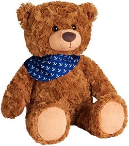 BRUBAKER 42 cm Nounours - Ours en Peluche Teddy avec Bandana Ancre Bleu - Peluche Vintage Ours en Peluche - Jouet en Peluche avec Fourrure Extra Douce - Animal en Peluche Brun
