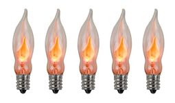 Creative Hobbies A101 Flicker Flame Light Bulb -3 Watt, 130 Volt, E12 Candelabra Base, Flame Shaped, Nickel Plated Base,- Dances with a Flickering Orange Glow - Box of 5 Bulbs