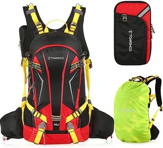 TOMSHOO Mochila Ciclismo 20L/30L Impermeable para Excursionismo Ciclismo Alpinismo Senderismo Camping al Aire Libre con Cubierta de Lluvia y del Casco (20L, Rojo)