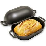Cuisiland 9QT Extra Large Pre-Seasoned Cast Iron Bread Pan with Lid – Heavy Duty Loaf Oven, Pre-Seasoned, Oven Safe, Check Size Before Ordering