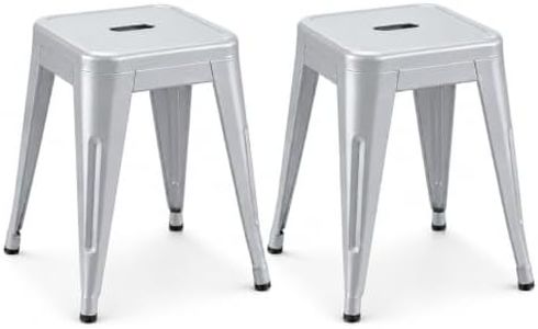 Orusiahs 18 Inch Stackable Metal Stools Set of 2, Silver Industrial Dining Stool for Classroom Flexible Seating, Kitchen, Patio, Craft Room and Extra Seating