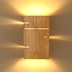 Wooden Wall Light Indoor, E27 Vintage Wall Lamp Up Down Wall Wash Lights, Wood Wall Lights for Bedroom, 10W Warm White, Wall Lighting Fixtures for Living Room Bedside Hallway Stairs, Incl. LED Bulb