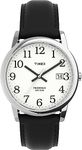 Timex Men's 2H281 Easy Reader Black Leather Strap Silver-Tone Case Watch