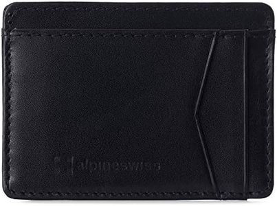 Alpine Swiss Mens Oliver RFID Safe Minimalist Front Pocket Wallet Smooth Leather Comes in a Gift Box Black