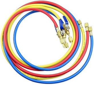 3Pack 29986 Plus II 1/4" Hose with Compact Ball Valve 72" Fit for R-410A Refrigerant Charging Hose Set
