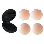 Mebamce 2 Pairs 2.5" Flower and Round Soft Comfortable Reusable Adhesive Silicone Nipple Covers Pasties Invisible with Travel Case