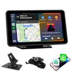 Kirtynile Upgraded Portable Carplay/Android Auto 7 Inch IPS Touch Screen for Car, Wireless Multimedia Player Car Play Driveplay with Mirror Link, Voice Control, BT, FM for All Vehicle