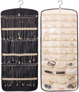 Boxy Concepts Necklace Holder - 2 Pack - Easy-Install 10.5"x1.5" Hanging Jewelry Organizer Wall Mount with 10 Hooks - Beautiful Jewelry Hanger for Necklaces, Bracelets and Earrings