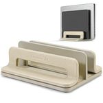 MaGrnce Leather Vertical Laptop Stand,Dual Slots Laptop Holder Stand with Adjustable Dock(0.47-1.18 in) for All MacBook/Tablet/Surface/ipad/Laptop Organizer (White Walnut)