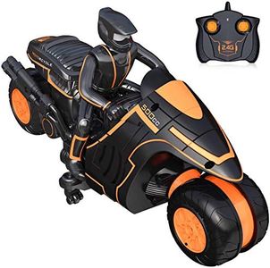 Remote Control Motorcycles Rc Motorcycle, 360° Spinning Action Rotating Drift Stunt Motorbike 2WD High Speed Rc Motorbikes 2.4Ghz Radio Control Racing Motorcyle with Riding Figure Toys for Kids Boys