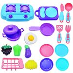 FunBlast Kitchen Play Set - 17 Pc Portable Cooking Pretend Play Food Party Role Toy for Boys & Girls, Early Educational Toys (Multicolor)