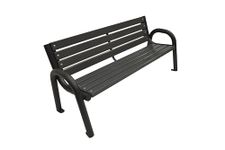 PRIMARIO GRANDE Garden Bench - Garden Furniture Powder-Coated Steel & Wood Slats - Outdoor Bench 350kg Load Capacity - Outdoor Furniture Weather Resistant (Primario Grey, 100cm-Seat Length, CE)