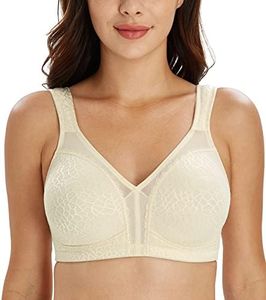 Lemorosy Women's Plus Size Full Coverage Non Padded Wireless Minimizer Bra -Comfort and Double Support (38G, Nude)
