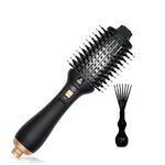 Haley Lynn & Co. Hot Air Blowout Brush All-in-One Hair Dryer Blower Volumizer Straightener Curler Professional Salon Negative Ion Technology Ceramic Coating Hot Air Brush for Fine to Thick Hair Brosse Sechoir Cheveux Rose Gold Cleaning Tool