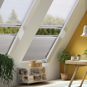 ZSHINE Manual Day Night Honeycomb Cellular Shades Light Filtering Thermal Retardation Non Wovens Fabric for Velux Skylight Window (Millky White)