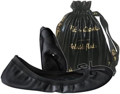 Everyday Casual Comfortable Women Foldable Portable Ballet Flats Shoes That fold in Half to fit in a Carry Bag (Matte Black, 8)