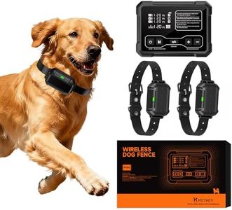 PETHEY Radar Wireless Dog Fence for 3 Dogs – 10-120ft Adjustable Range, Containment System with Sound, Vibration & Static Modes, IPX7 Waterproof Collar for Indoor/Outdoor(2 Collars)