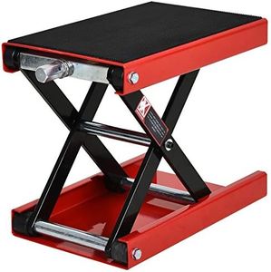DURHAND 500KG Motorcycle Scissor Lift Jack, Height Adjustable Motorbike Stand with Anti-Slip Wide Deck, Heavy Duty Steel Motorbike Repair Lift Hoist Stand for Home Garage, Red