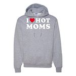 wild custom apparel I Heart Hot Moms Mens Hoodies, Heather Grey, X-Large