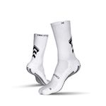 Beldon Traxpro Anti-Slip Calf Legth Sports Socks with Grip Technology | Grip Socks For Football, Running, Basketball, Badminton | Breathable and Comfortable (IN, Alpha, Free Size, White)