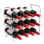 Sorbus 3-Tier Stackable Wine Rack - Classic Style Wine Racks for Bottles - Perfect for Bar, Wine Cellar, Basement, Cabinet, Pantry, etc - Hold 12 Bottles, Metal (Silver)
